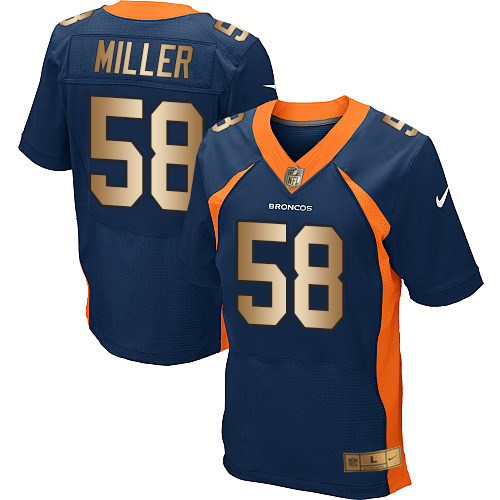 Nike Broncos #58 Von Miller Navy Blue Alternate Men's Stitched NFL New Elite Gold Jersey - Click Image to Close